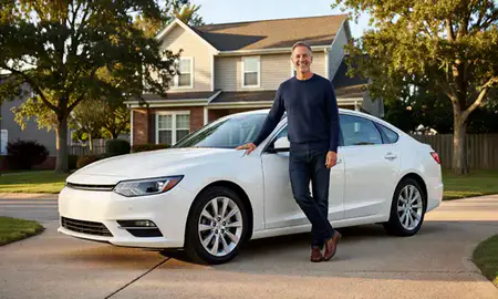 Customer with their delivered car in Arlington Heights, Illinois, United States