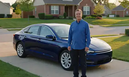Car delivered to a driveway in Arlington Heights, Illinois, United States