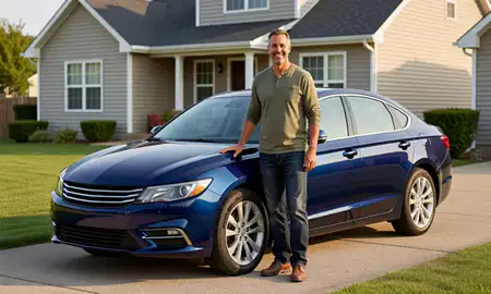 Customer with their delivered car in Aurora, Illinois, United States
