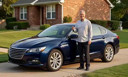 Car delivered to a driveway in Aurora, Illinois, United States