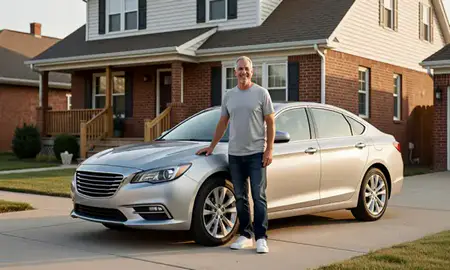 Customer with their delivered car in Berwyn, Illinois, United States