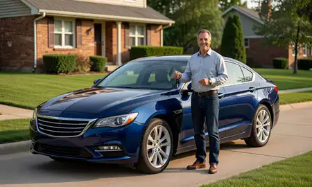 Car delivered to a driveway in Berwyn, Illinois, United States