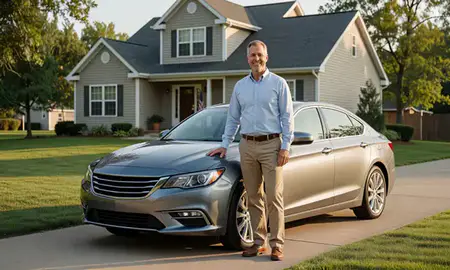 Customer with their delivered car in Bloomington, Illinois, United States