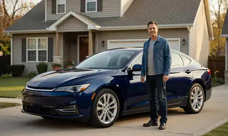 Car delivered to a driveway in Bloomington, Illinois, United States