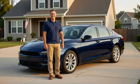 Customer with their delivered car in Bolingbrook, Illinois, United States