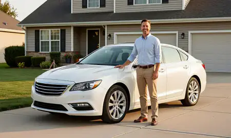 Customer with their delivered car in Champaign, Illinois, United States