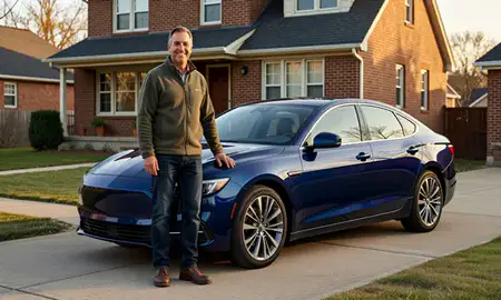 Customer with their delivered car in Chicago, Illinois, United States