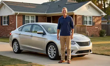 Customer with their delivered car in Decatur, Illinois, United States