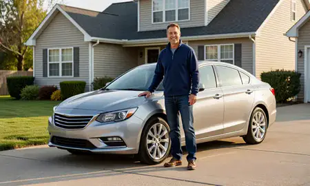 Customer with their delivered car in Des Plaines, Illinois, United States