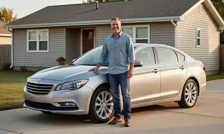 Customer with their delivered car in Elgin, Illinois, United States