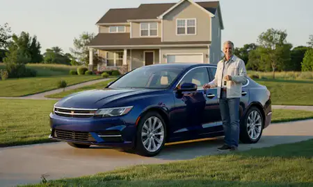 Car delivered to a driveway in Elgin, Illinois, United States