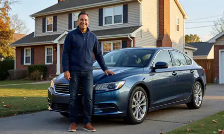 Customer with their delivered car in Evanston, Illinois, United States