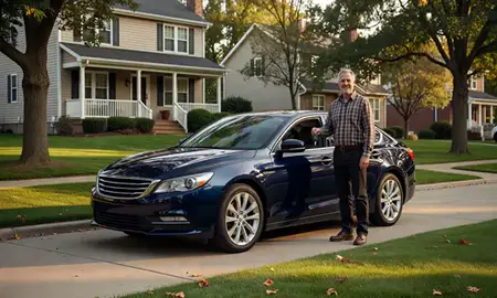 Car delivered to a driveway in Evanston, Illinois, United States