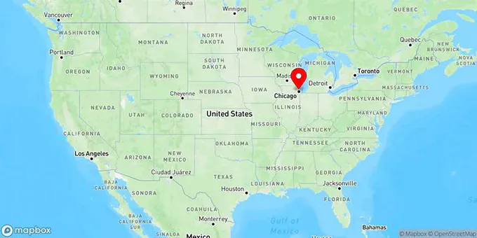 Map of Evanston, Illinois, United States
