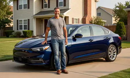 Customer with their delivered car in Joliet, Illinois, United States