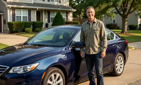 Car delivered to a driveway in Joliet, Illinois, United States