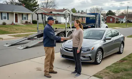 Vehicle owner beside their delivered car in Kankakee, Illinois, United States
