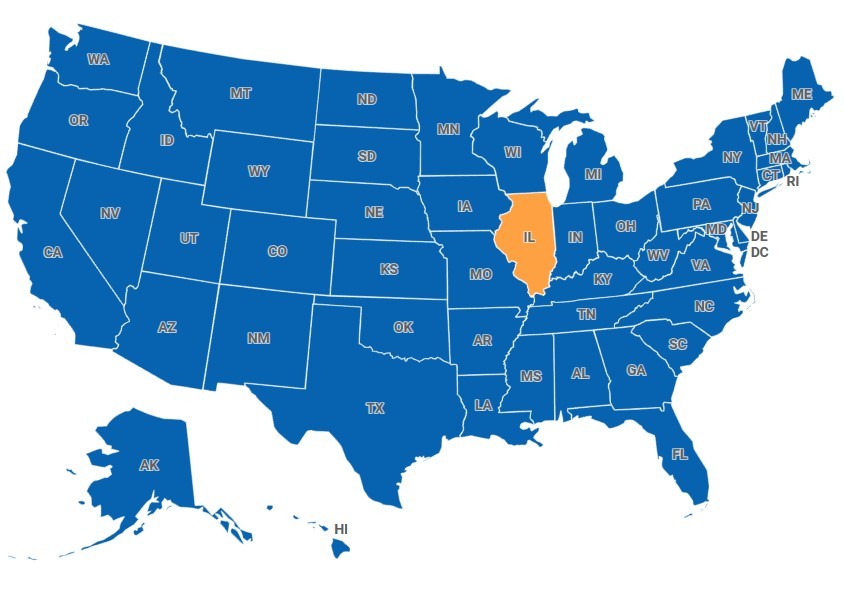 Map of Illinois, USA