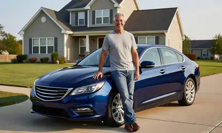 Customer with their delivered car in Mount Prospect, Illinois, United States