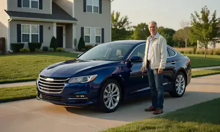 Car delivered to a driveway in Mount Prospect, Illinois, United States