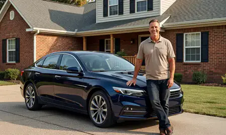 Customer with their delivered car in Naperville, Illinois, United States