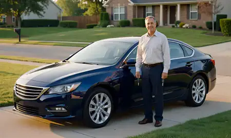 Car delivered to a driveway in Naperville, Illinois, United States