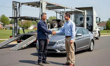 Vehicle owner beside their delivered car in Naperville, Illinois, United States