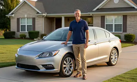 Customer with their delivered car in Oak Lawn, Illinois, United States