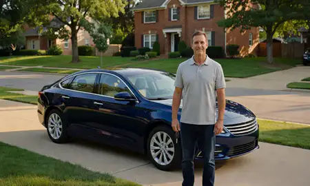 Car delivered to a driveway in Oak Park, Illinois, United States