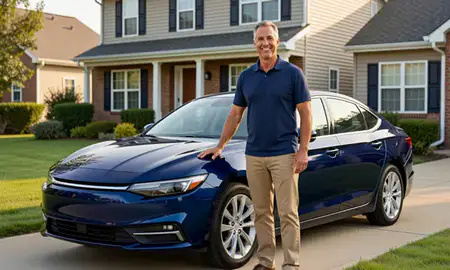 Customer with their delivered car in Orland Park, Illinois, United States