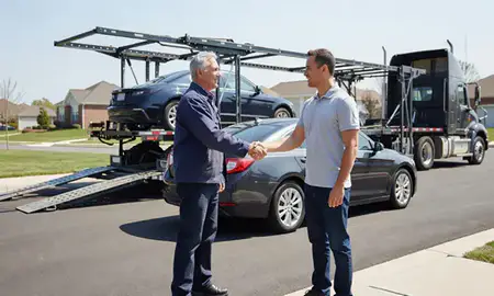 Vehicle owner beside their delivered car in Orland Park, Illinois, United States