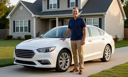 Customer with their delivered car in Palatine, Illinois, United States