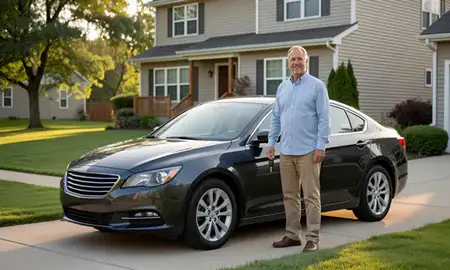 Car delivered to a driveway in Palatine, Illinois, United States