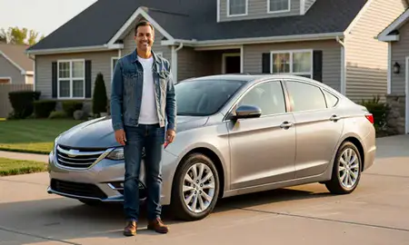 Customer with their delivered car in Peoria, Illinois, United States
