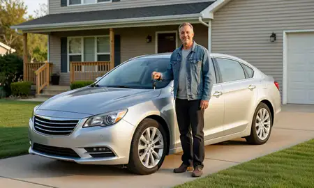 Car delivered to a driveway in Rockford, Illinois, United States