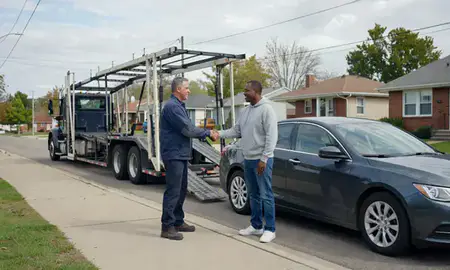 Vehicle owner beside their delivered car in Rockford, Illinois, United States
