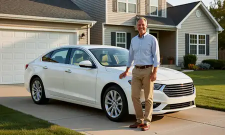 Customer with their delivered car in Schaumburg, Illinois, United States