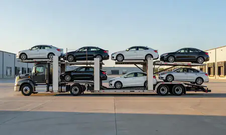 Car transporter parked in an industrial area of Schaumburg, Illinois, United States