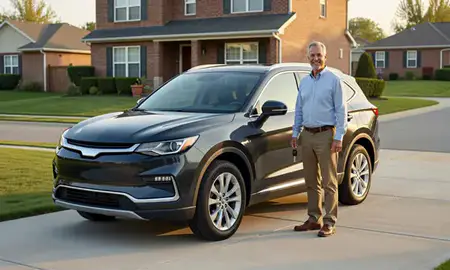 Car delivered to a driveway in Skokie, Illinois, United States