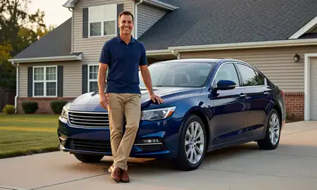Customer with their delivered car in Tinley Park, Illinois, United States