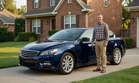 Car delivered to a driveway in Tinley Park, Illinois, United States