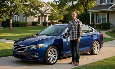 Car delivered to a driveway in Waukegan, Illinois, United States