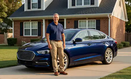 Customer with their delivered car in Wheaton, Illinois, United States