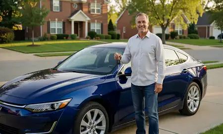 Car delivered to a driveway in Wheaton, Illinois, United States