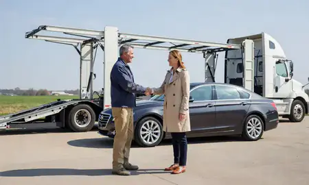 Vehicle owner beside their delivered car in Wheaton, Illinois, United States