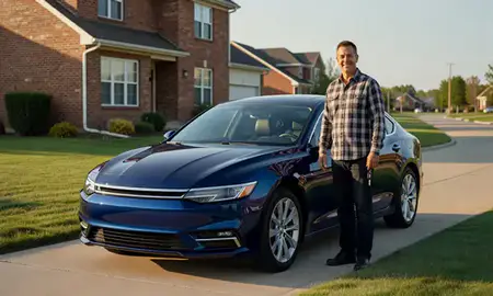 Car delivered to a driveway in Indiana, United States