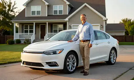 Customer with their delivered car in Anderson, Indiana, United States