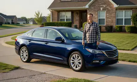 Car delivered to a driveway in Anderson, Indiana, United States