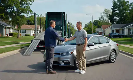 Vehicle owner beside their delivered car in Anderson, Indiana, United States