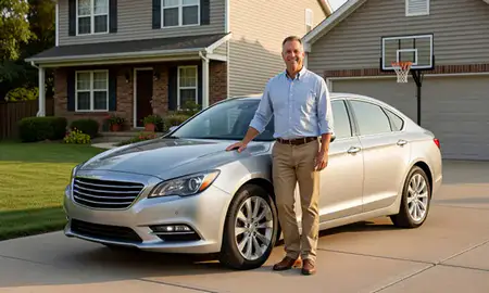 Customer with their delivered car in Bloomington, Indiana, United States
